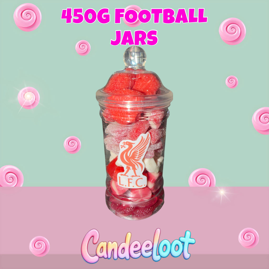 FOOTBALL THEMED JARS 500g- (leave a note for badge)