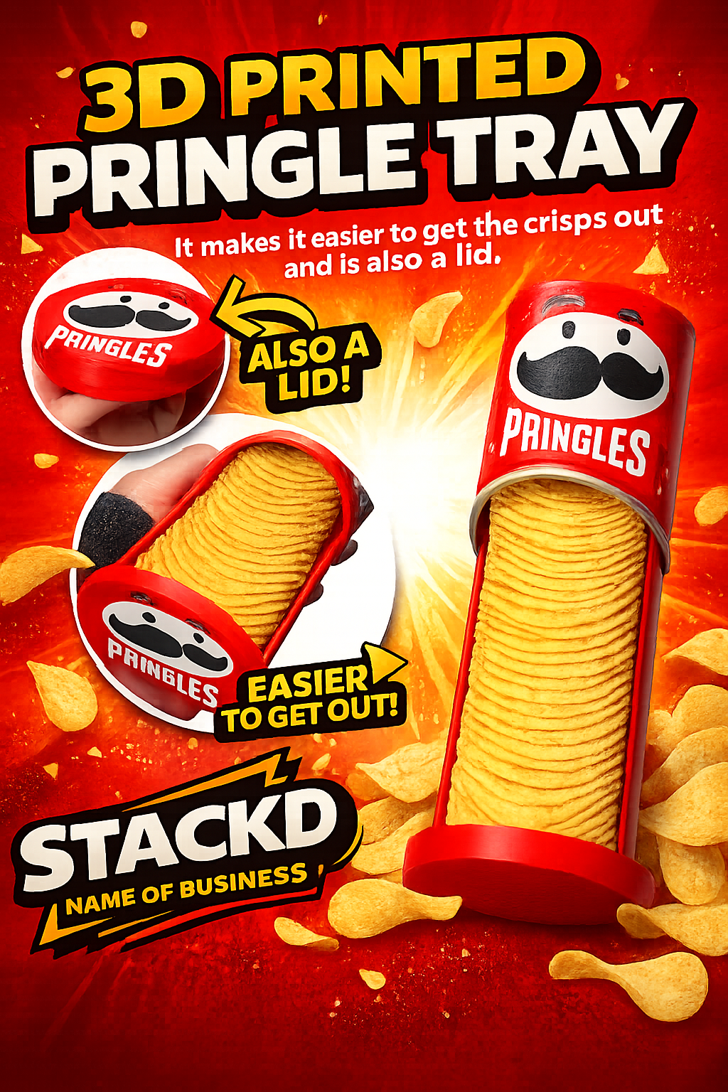 PRINGLE TRAY/LID -3D PRINTED