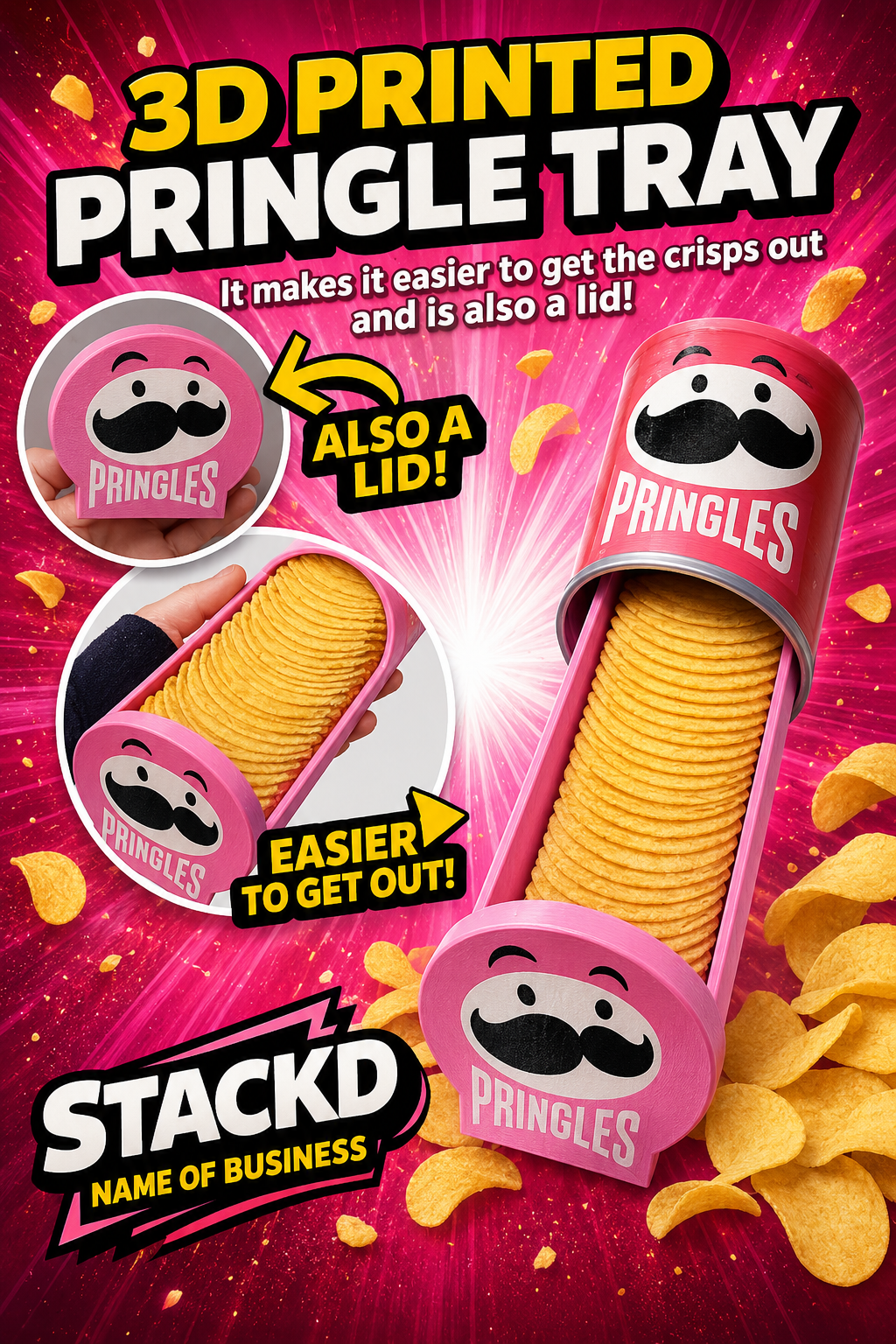PRINGLE TRAY/LID -3D PRINTED
