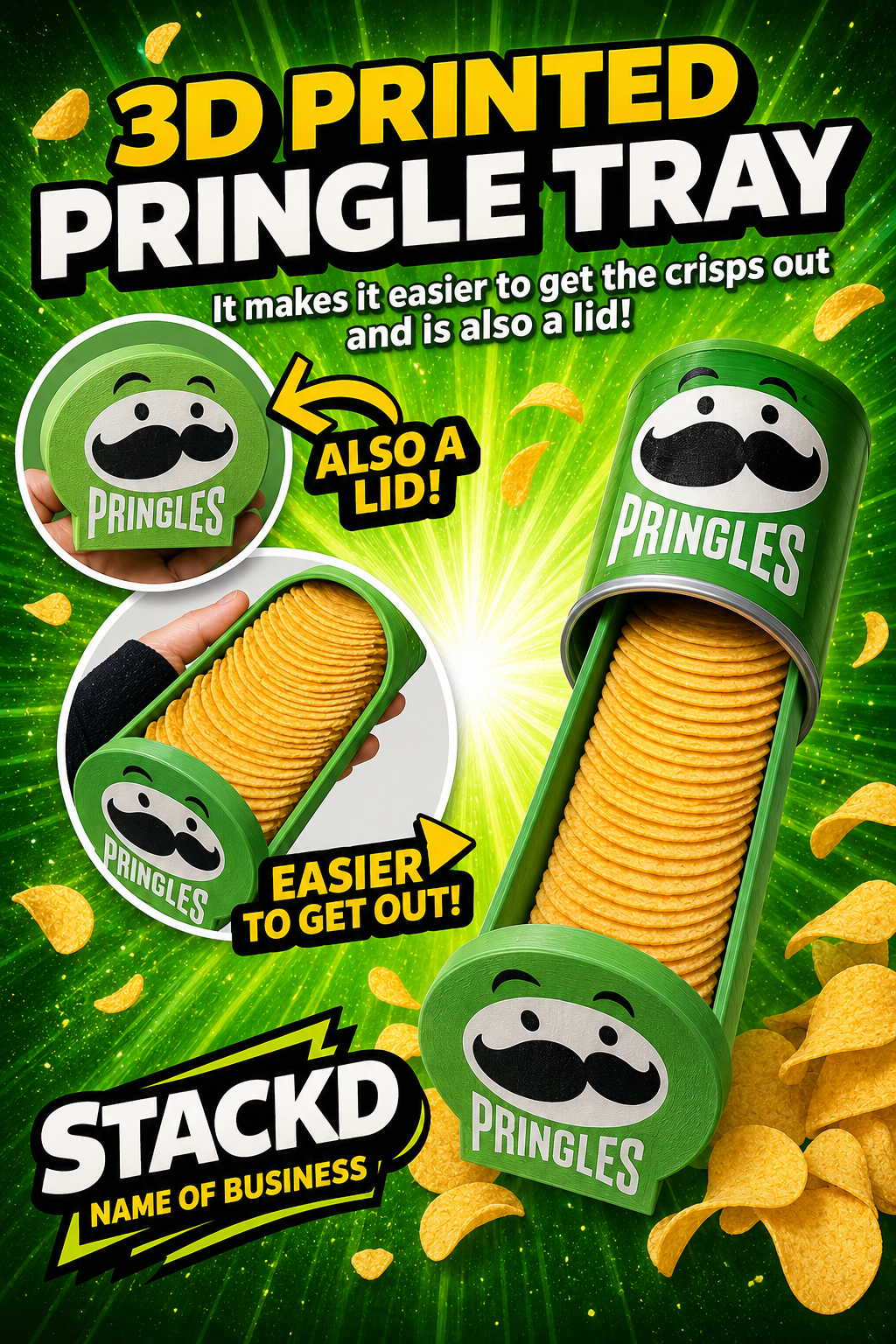 PRINGLE TRAY/LID -3D PRINTED