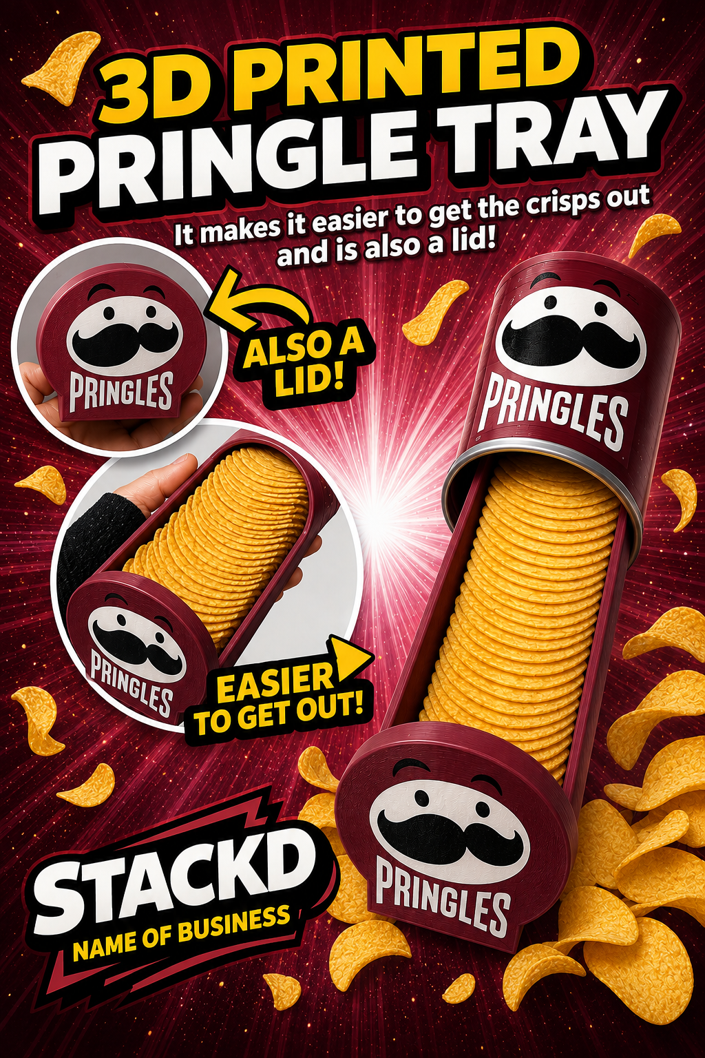 PRINGLE TRAY/LID -3D PRINTED