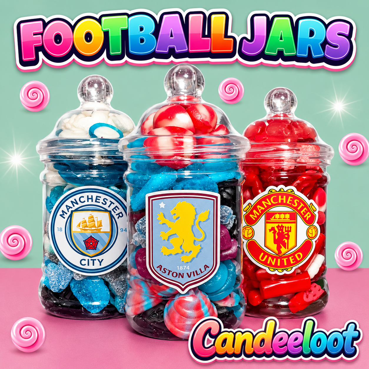 FOOTBALL THEMED JARS 500g- (leave a note for badge)