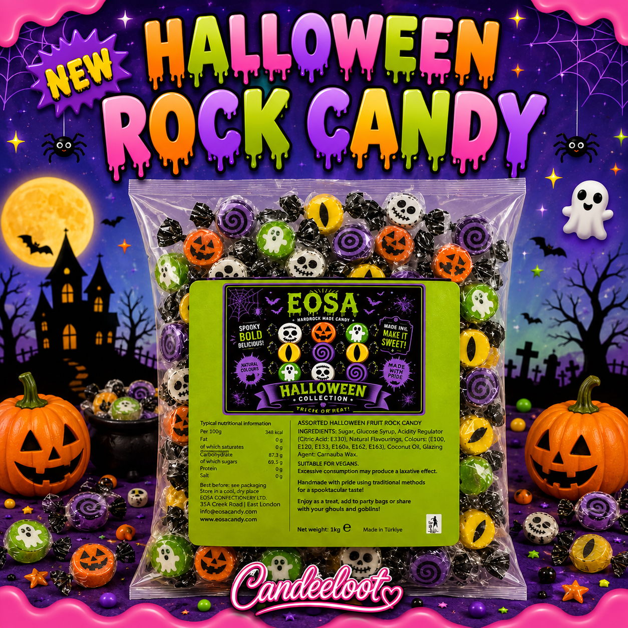 NEW HALLOWEEN ROCK CANDY 200G