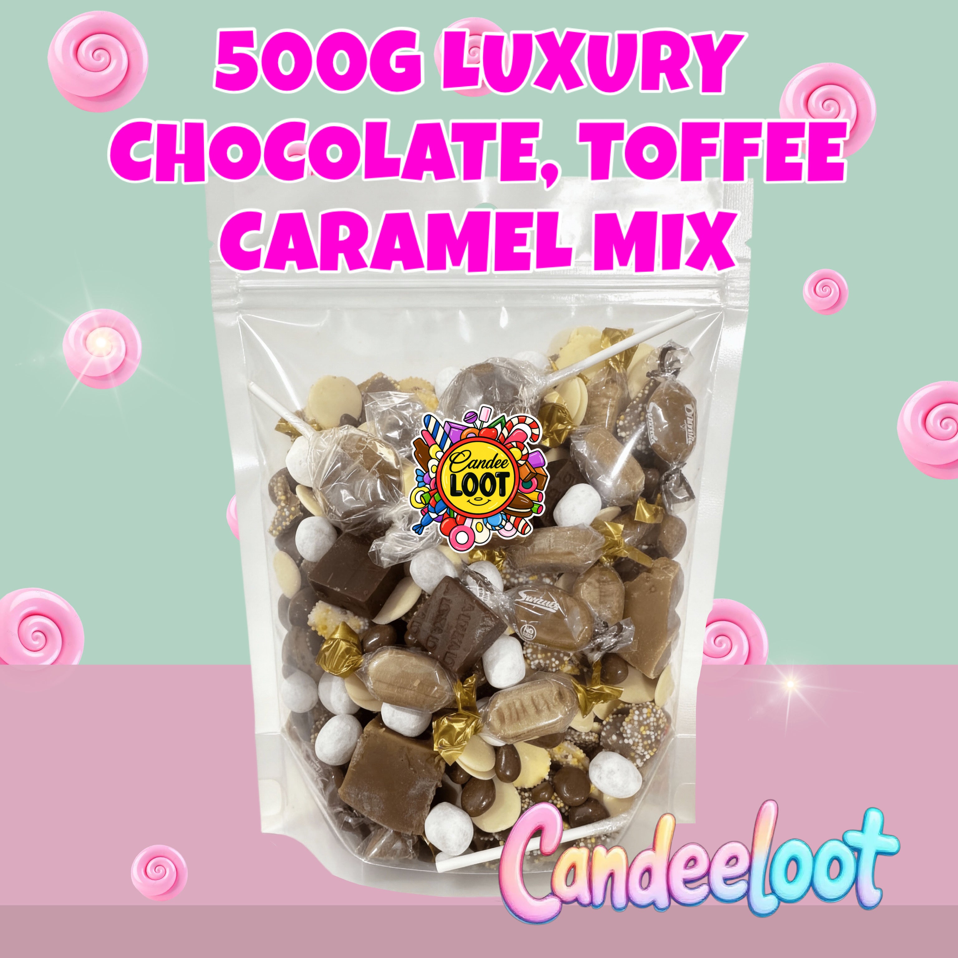 500G LUXURY CHOCOLATE, TOFFEE, CARAMEL MIX
